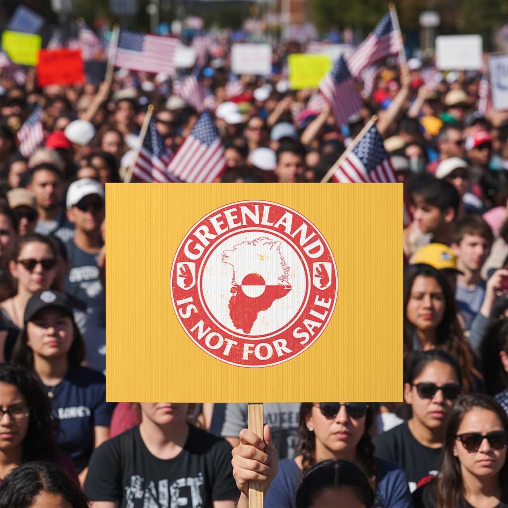 Greenland Is Not For Sale Protest Sign Political Statement Arms of Greenland