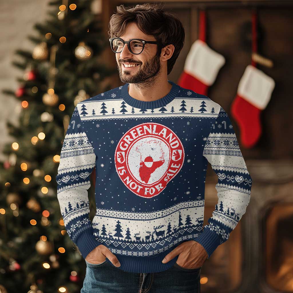 Greenland Is Not For Sale Ugly Christmas Sweater Political Statement Arms of Greenland