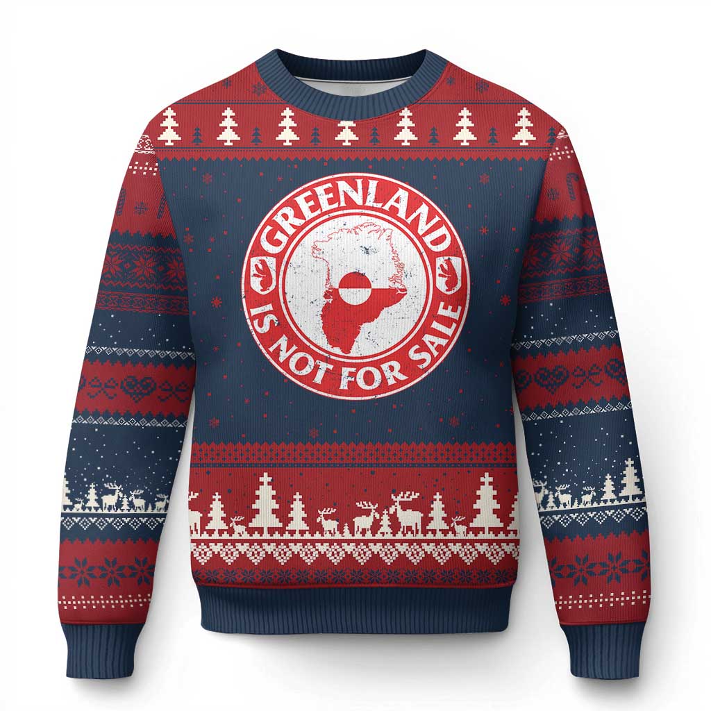 Greenland Is Not For Sale Ugly Christmas Sweater Political Statement Arms of Greenland