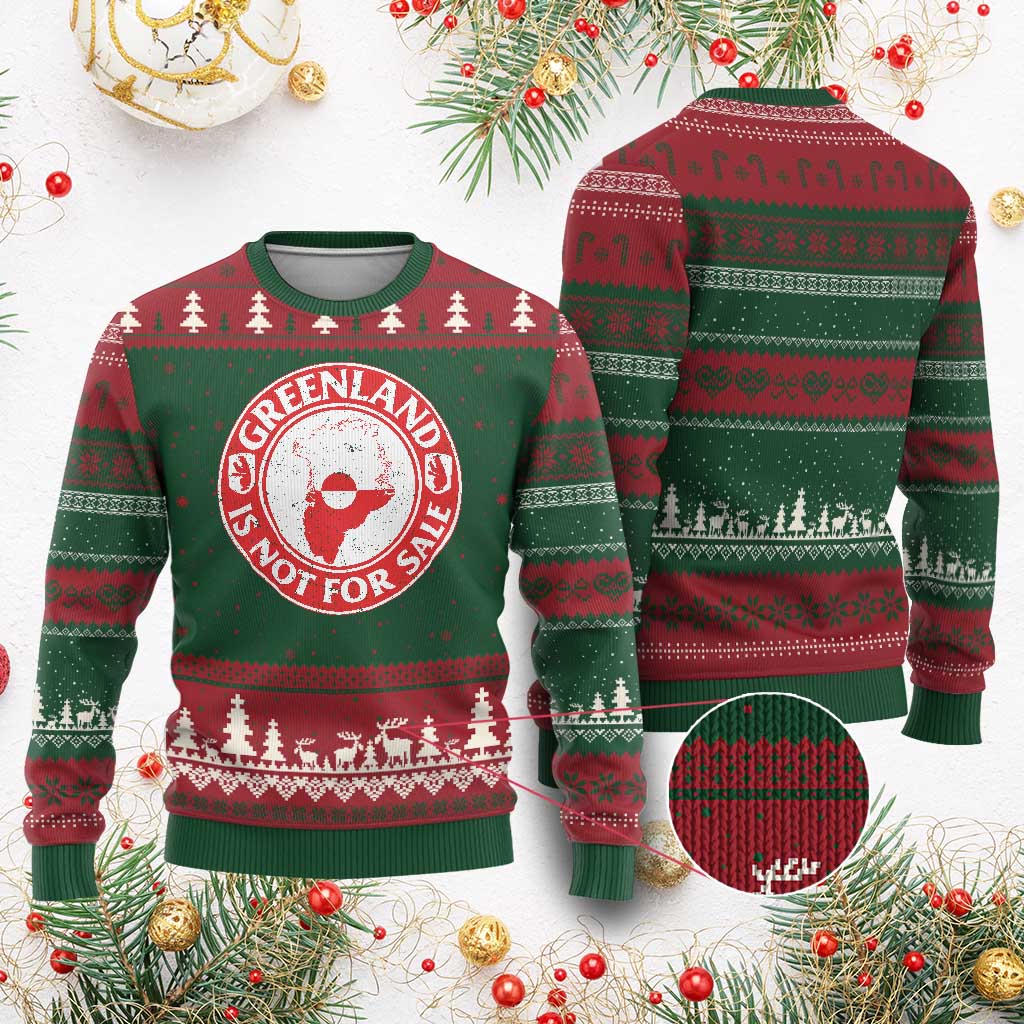 Greenland Is Not For Sale Ugly Christmas Sweater Political Statement Arms of Greenland