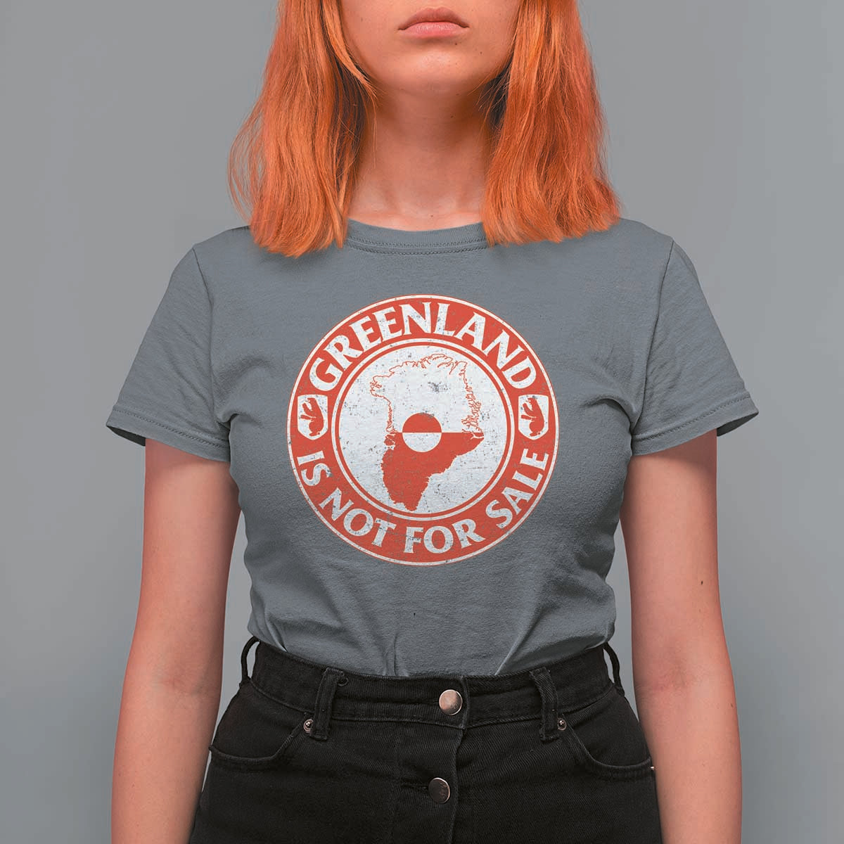 Greenland Is Not For Sale T Shirt For Women Political Statement Arms of Greenland