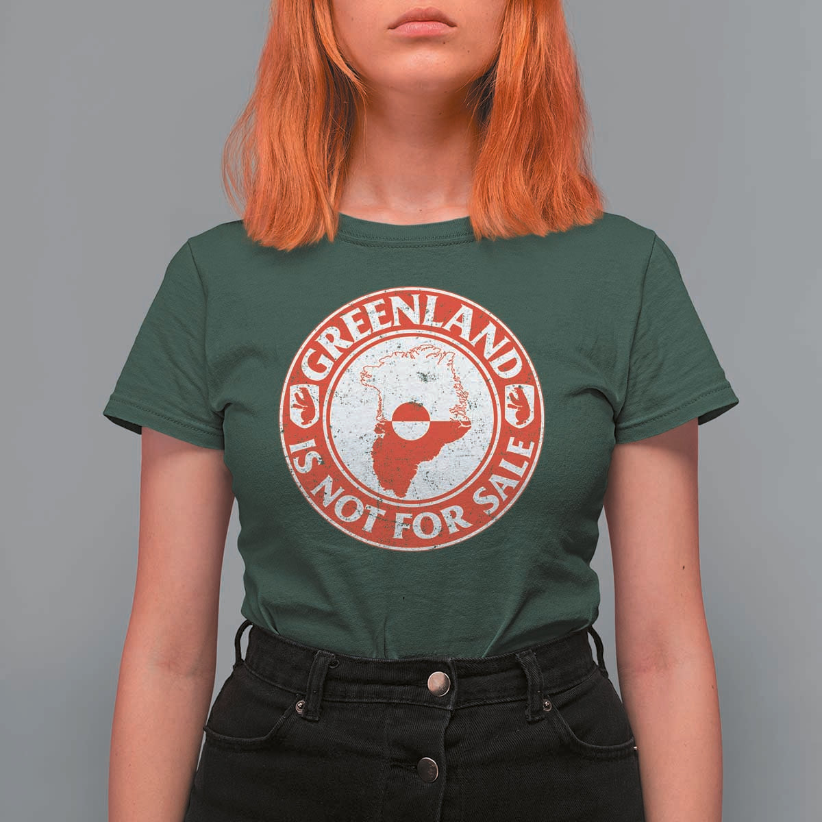 Greenland Is Not For Sale T Shirt For Women Political Statement Arms of Greenland