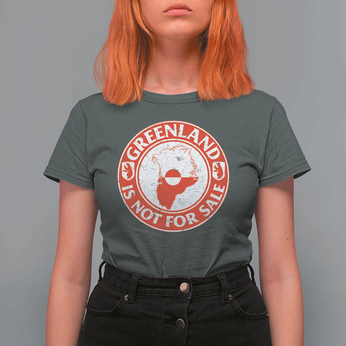 Greenland Is Not For Sale T Shirt For Women Political Statement Arms of Greenland