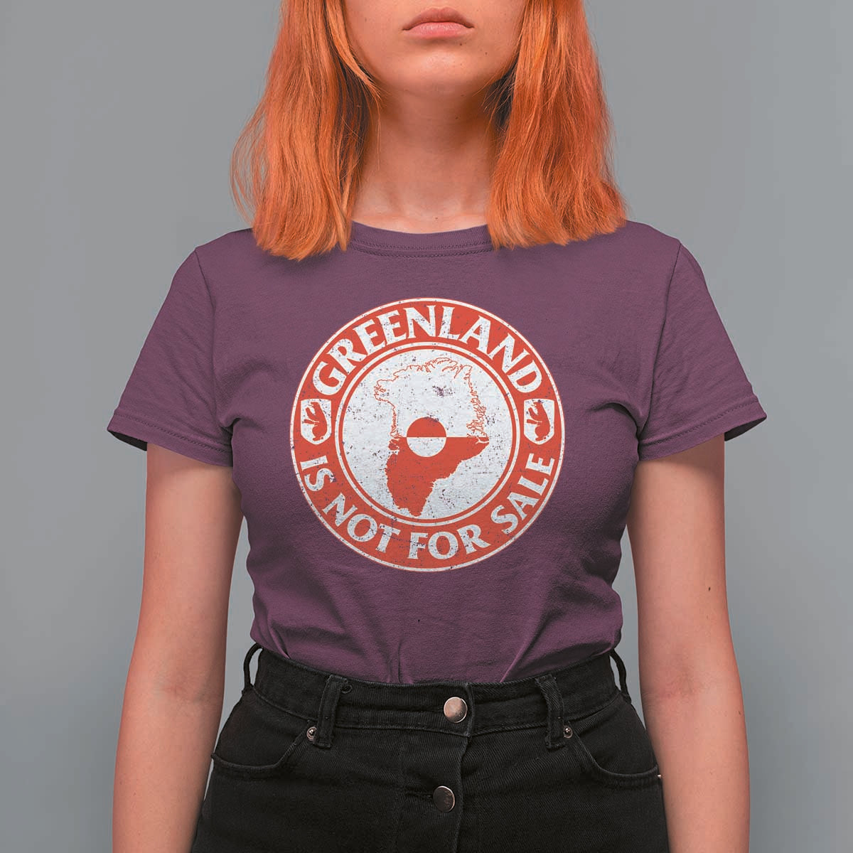 Greenland Is Not For Sale T Shirt For Women Political Statement Arms of Greenland