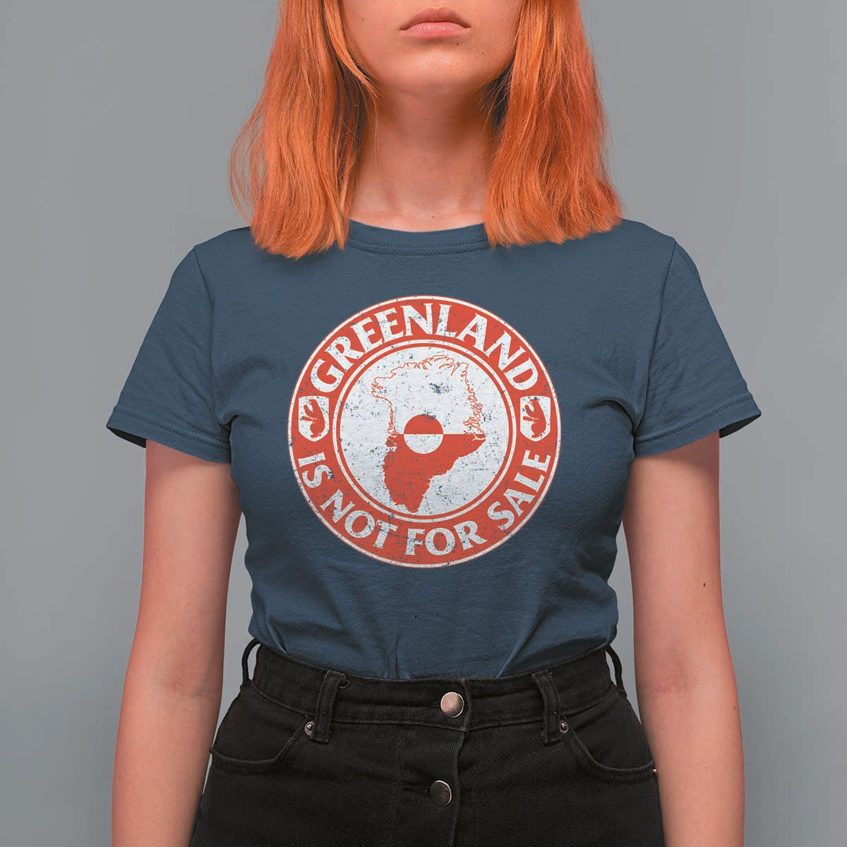 Greenland Is Not For Sale T Shirt For Women Political Statement Arms of Greenland