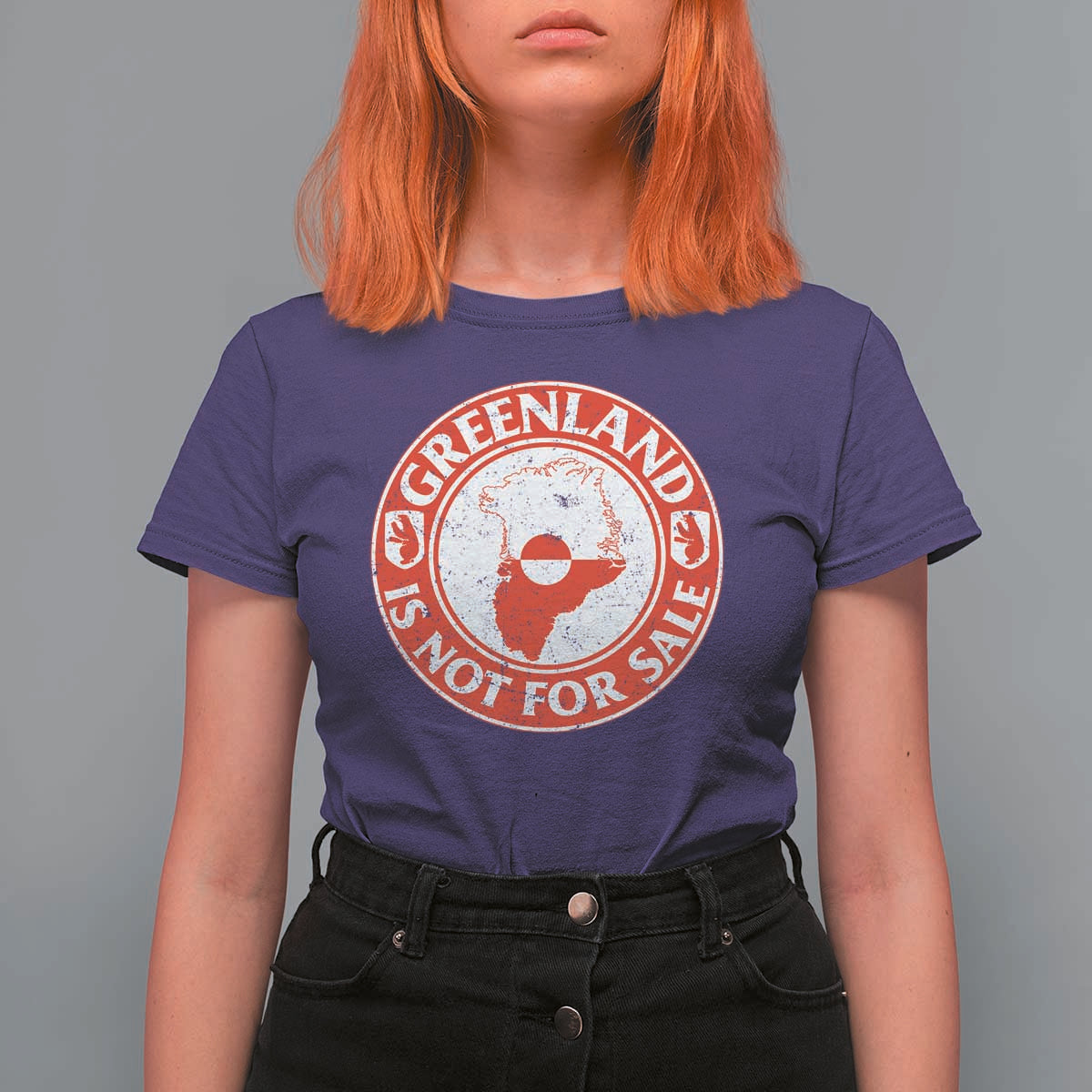 Greenland Is Not For Sale T Shirt For Women Political Statement Arms of Greenland