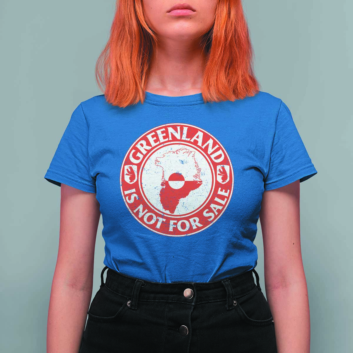 Greenland Is Not For Sale T Shirt For Women Political Statement Arms of Greenland