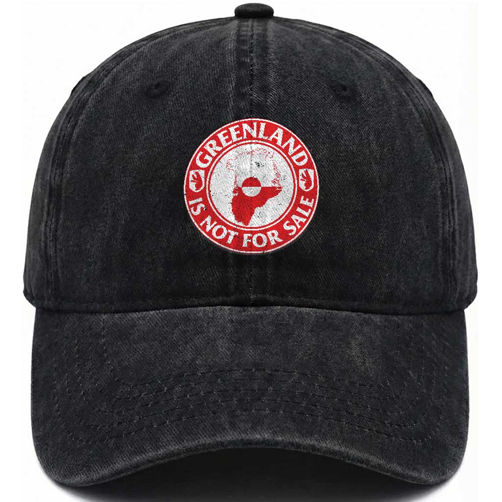 Greenland Is Not For Sale Washed Cotton Baseball Cap Political Statement Arms of Greenland