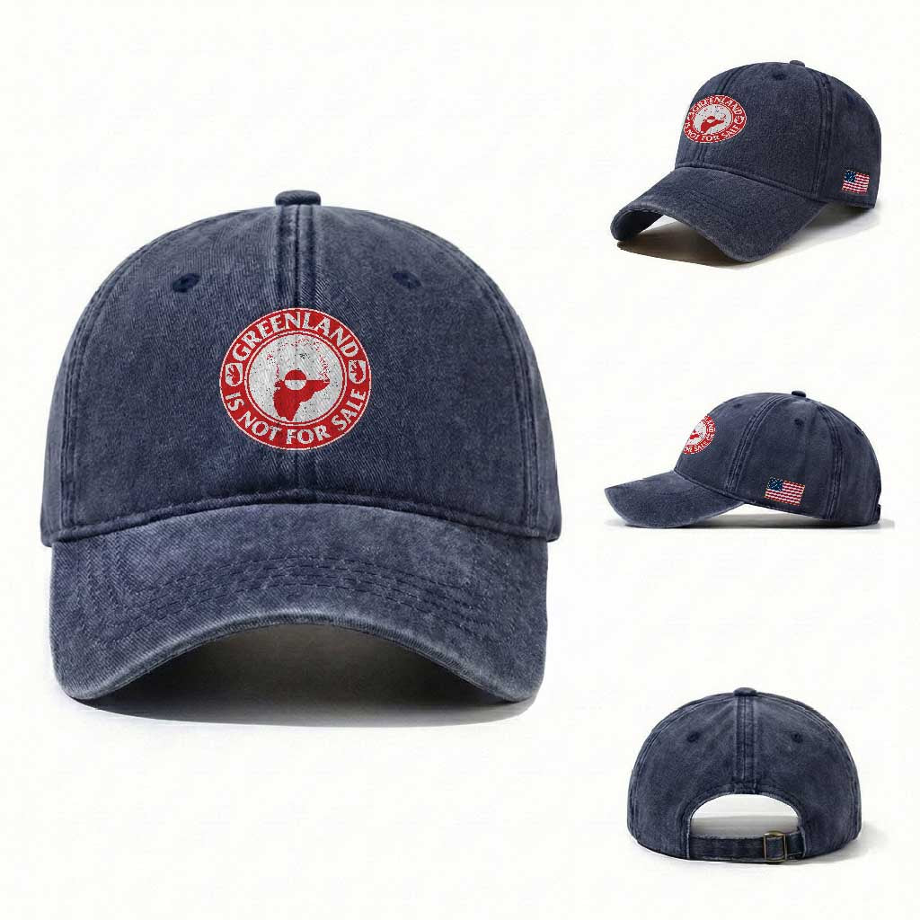 Greenland Is Not For Sale Washed Cotton Baseball Cap Political Statement Arms of Greenland