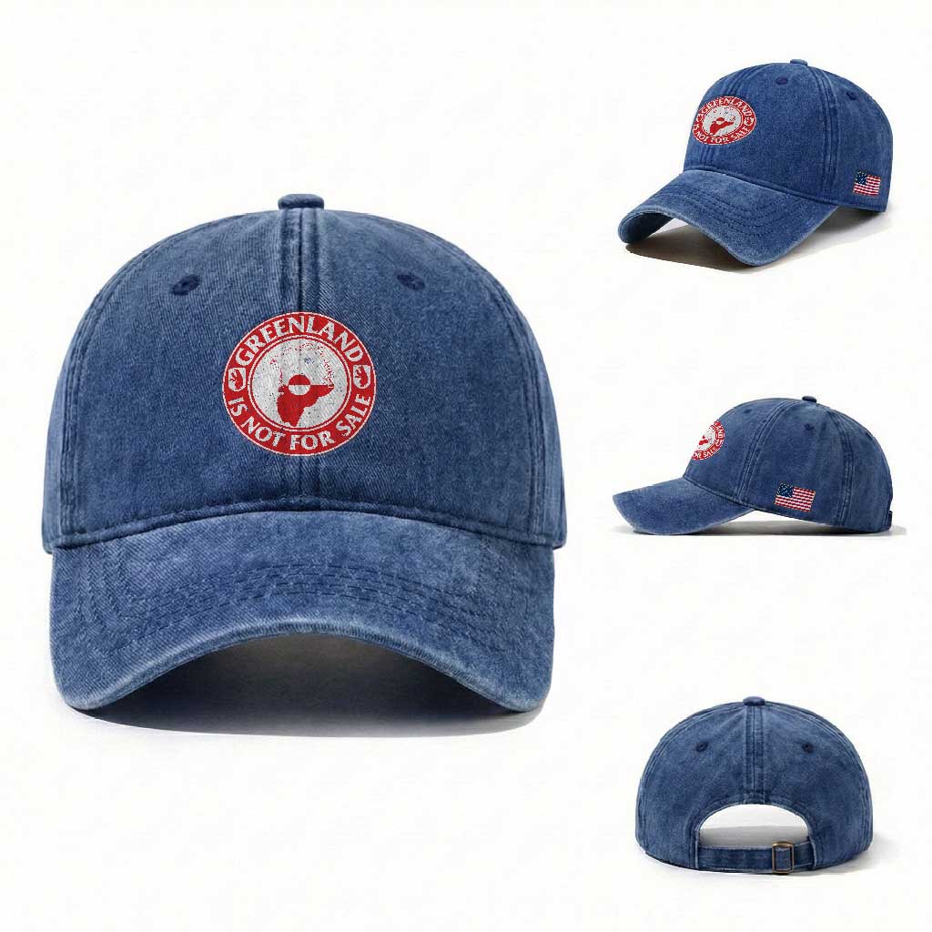 Greenland Is Not For Sale Washed Cotton Baseball Cap Political Statement Arms of Greenland