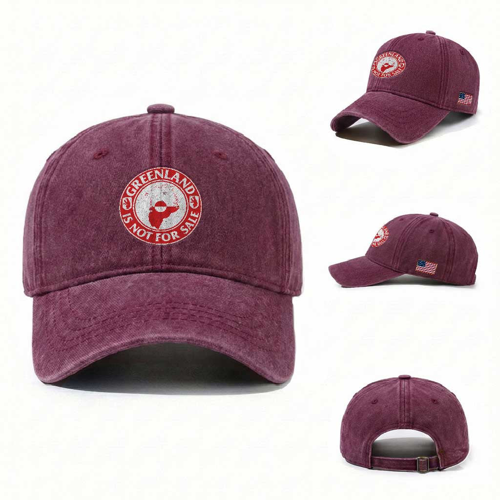 Greenland Is Not For Sale Washed Cotton Baseball Cap Political Statement Arms of Greenland