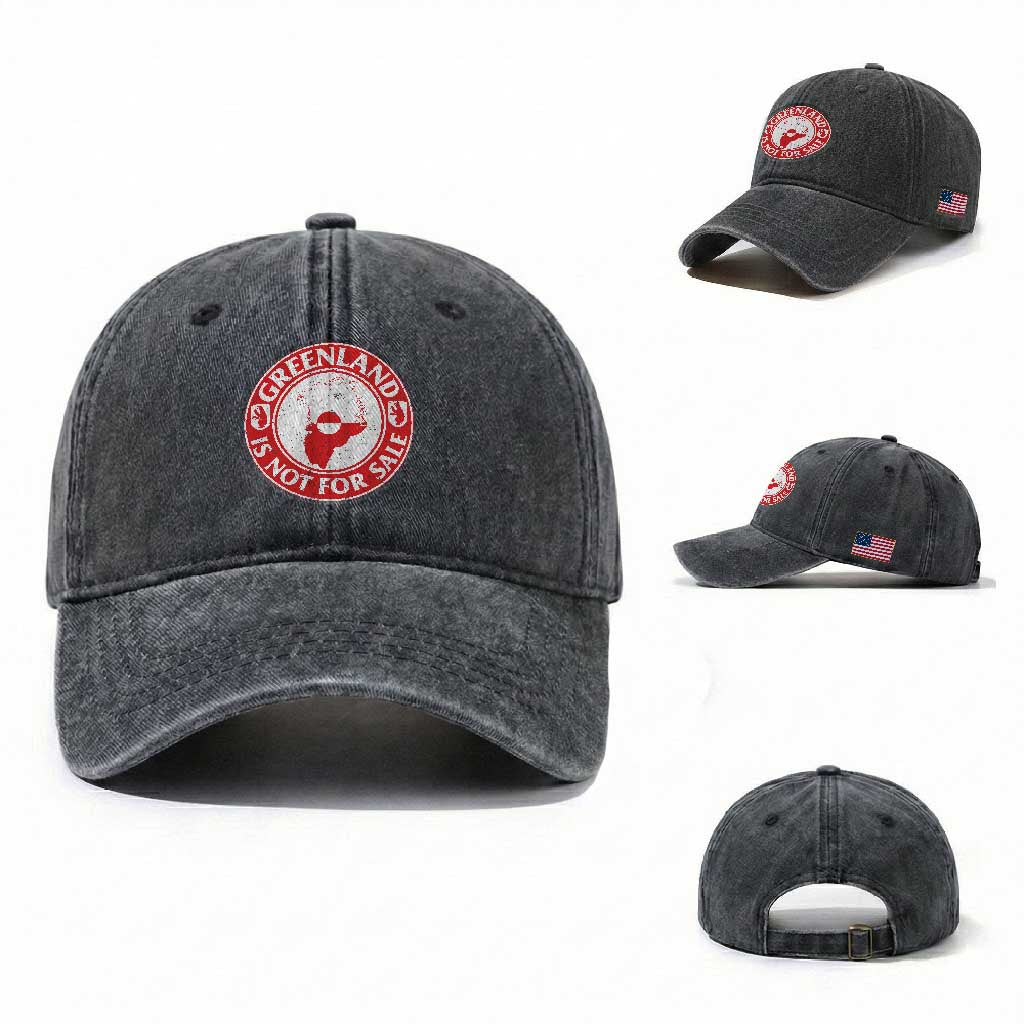Greenland Is Not For Sale Washed Cotton Baseball Cap Political Statement Arms of Greenland