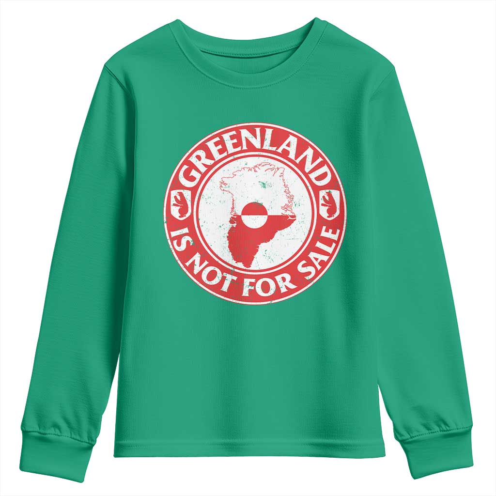 Greenland Is Not For Sale Youth Sweatshirt Political Statement Arms of Greenland