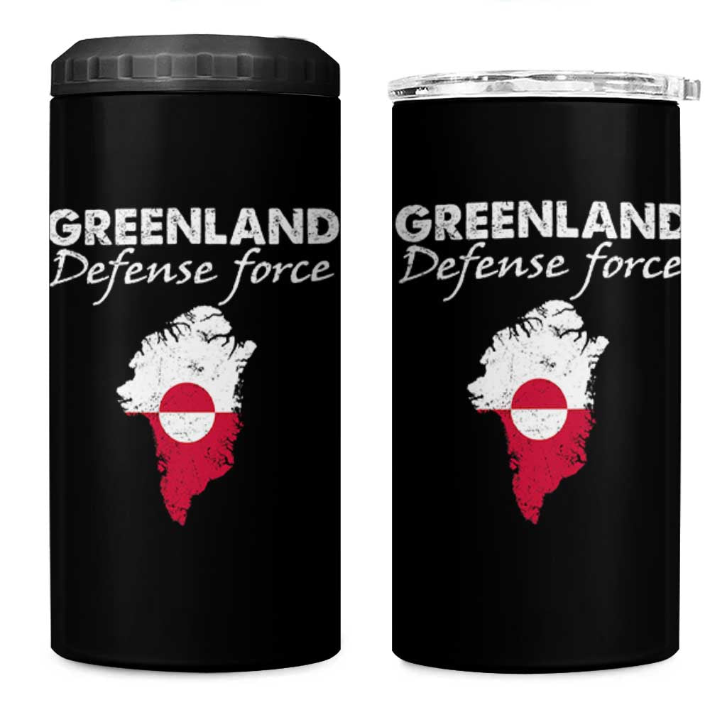 Greenland Defense Force 4 in 1 Can Cooler Tumbler Political Statement Greenland Policy