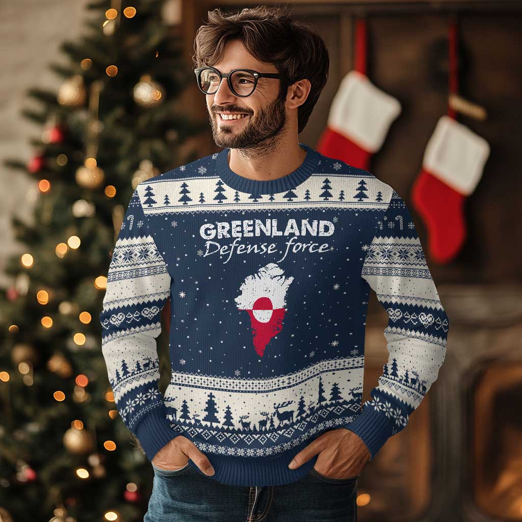 Greenland Defense Force Ugly Christmas Sweater Political Statement Greenland Policy