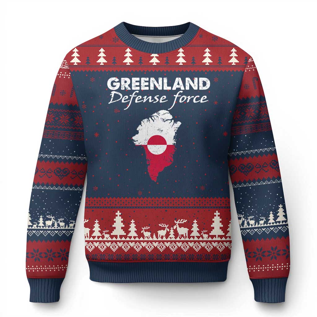 Greenland Defense Force Ugly Christmas Sweater Political Statement Greenland Policy