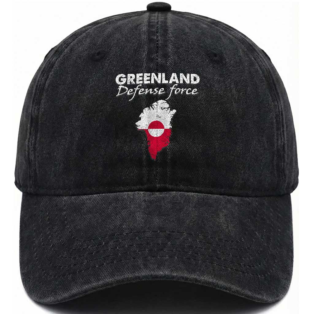 Greenland Defense Force Washed Cotton Baseball Cap Political Statement Greenland Policy