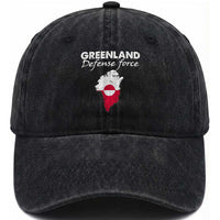 Greenland Defense Force Washed Cotton Baseball Cap Political Statement Greenland Policy