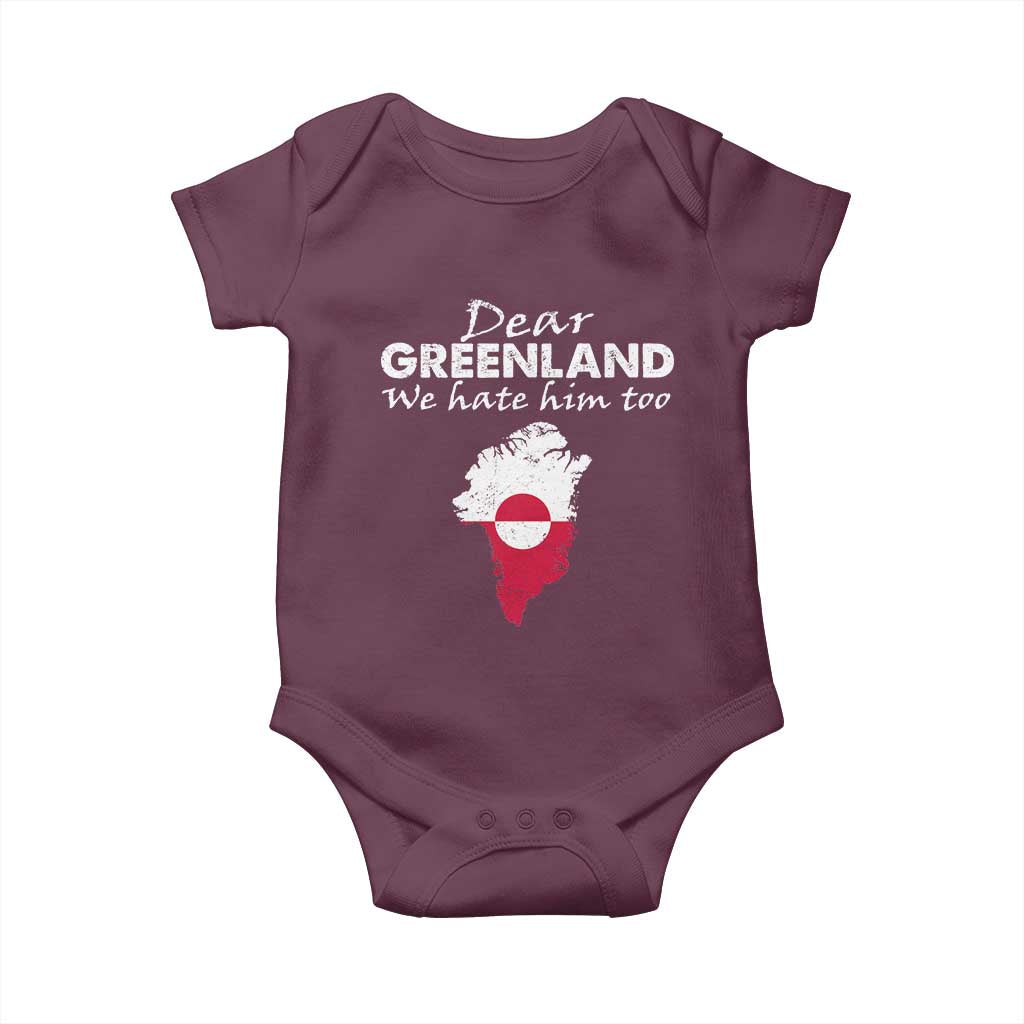 Dear Greenland We Hate Him Too Baby Onesie Greenland Political Protest