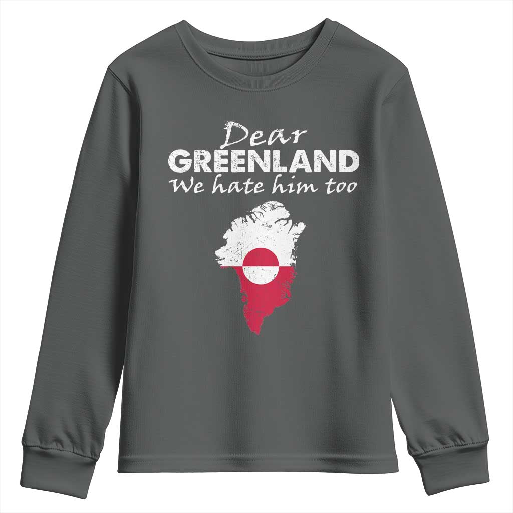 Dear Greenland We Hate Him Too Youth Sweatshirt Greenland Political Protest