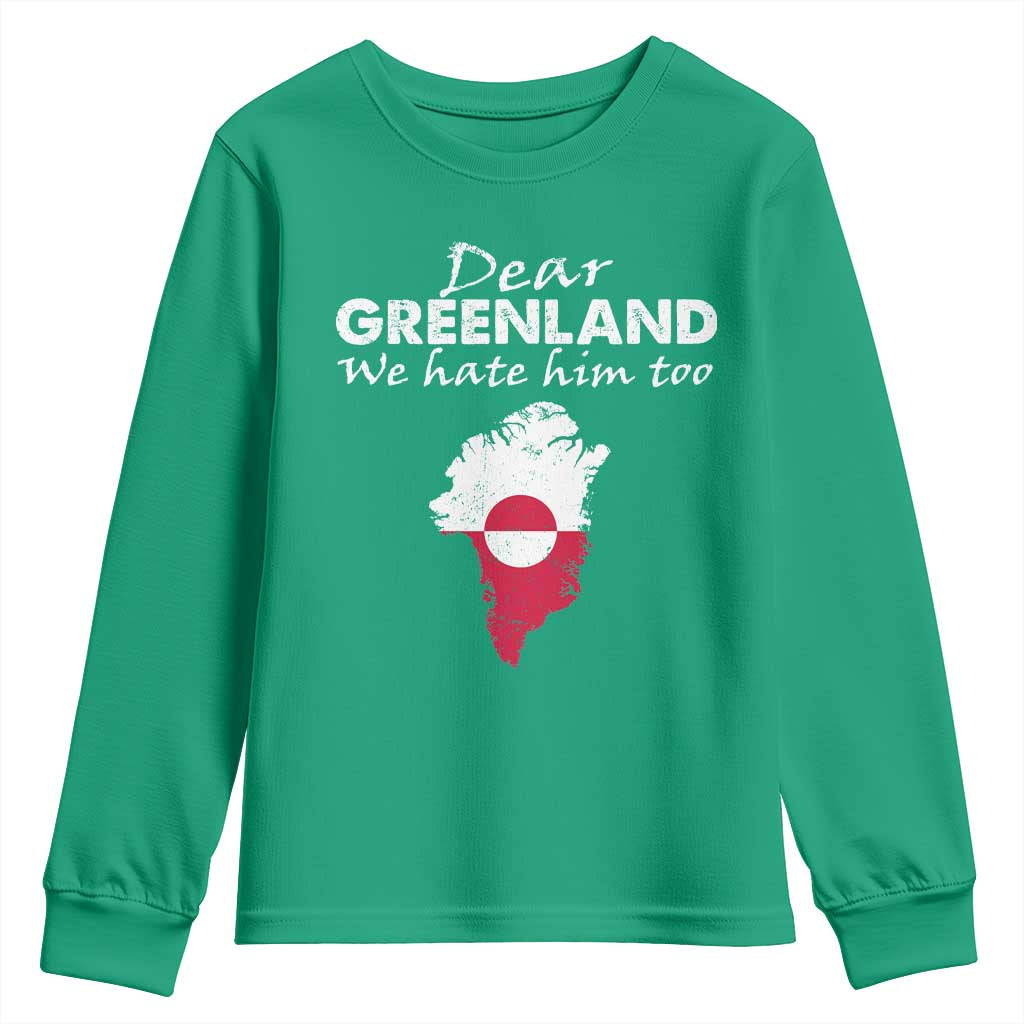Dear Greenland We Hate Him Too Youth Sweatshirt Greenland Political Protest
