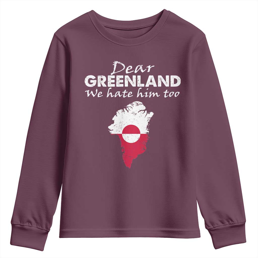 Dear Greenland We Hate Him Too Youth Sweatshirt Greenland Political Protest