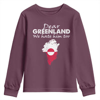 Dear Greenland We Hate Him Too Youth Sweatshirt Greenland Political Protest