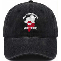 Nu Det Nuuk Leave Greenland Alone Washed Cotton Baseball Cap Political Statement Greenland Policy