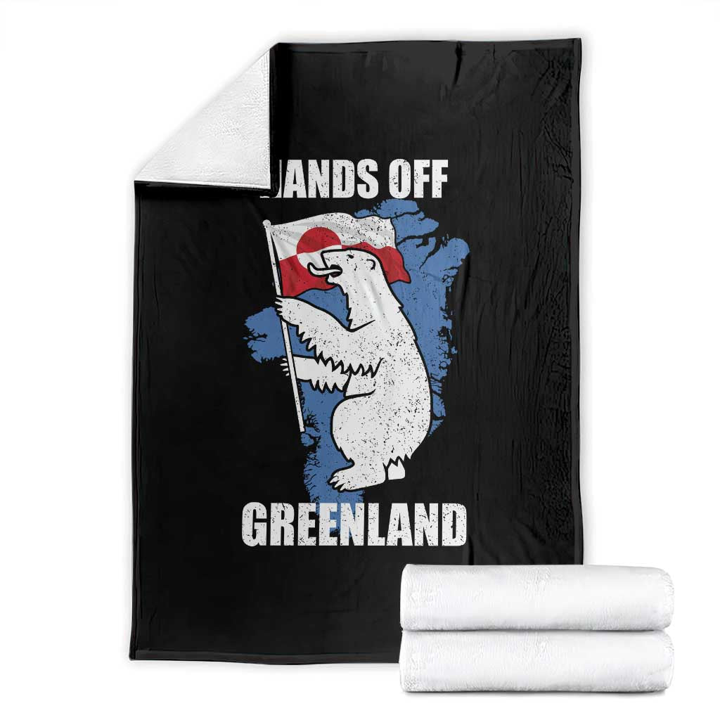 Hands Off Greenland Protest Throw Blanket Support Greenland Bear Holding Flag
