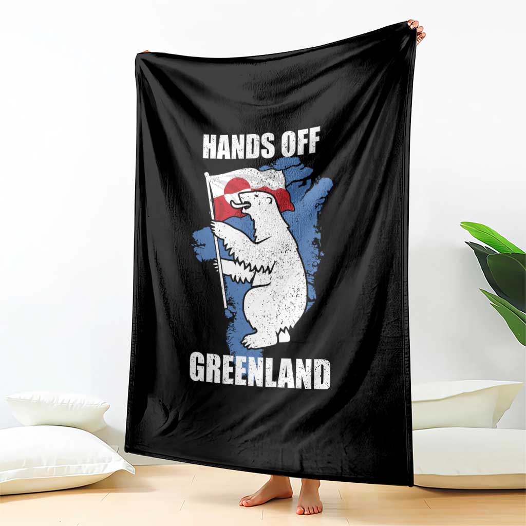 Hands Off Greenland Protest Throw Blanket Support Greenland Bear Holding Flag