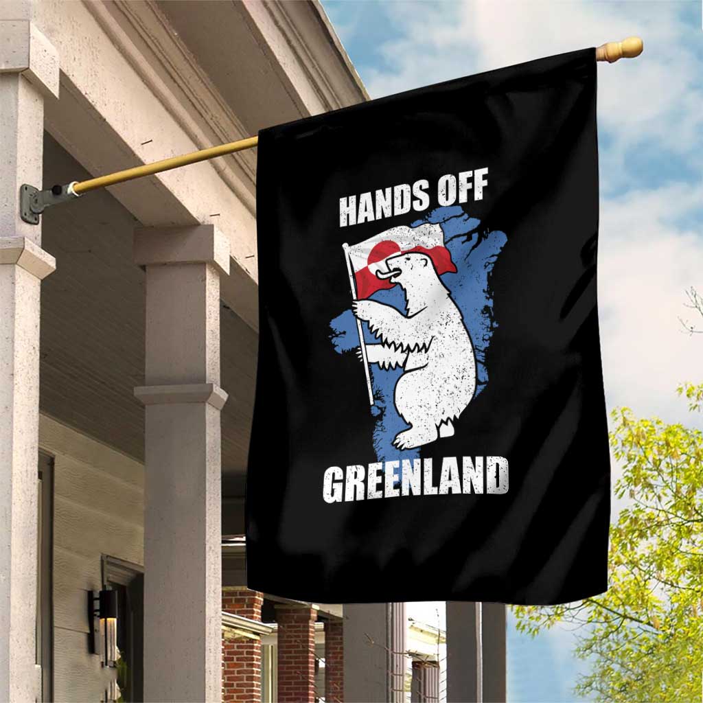 Hands Off Greenland Protest Garden Flag Support Greenland Bear Holding Flag