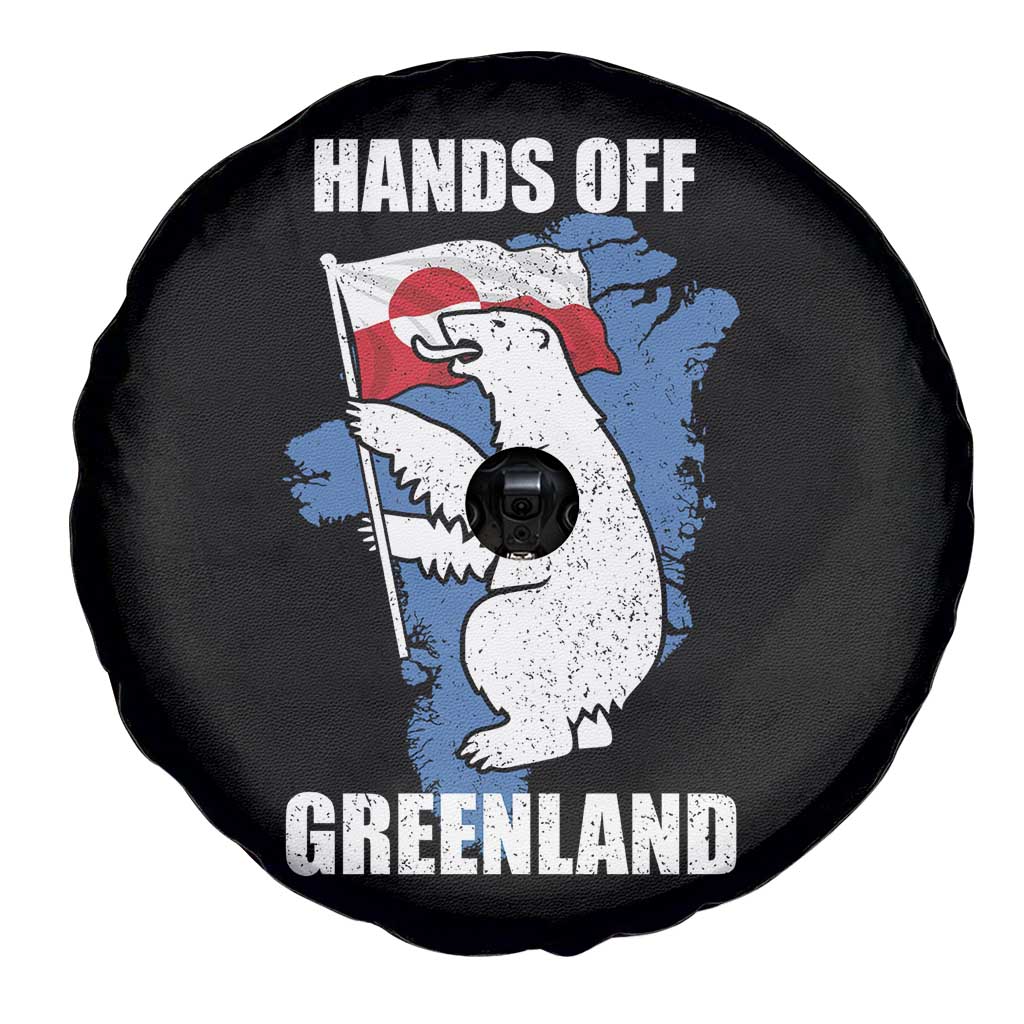 Hands Off Greenland Protest Spare Tire Cover Support Greenland Bear Holding Flag