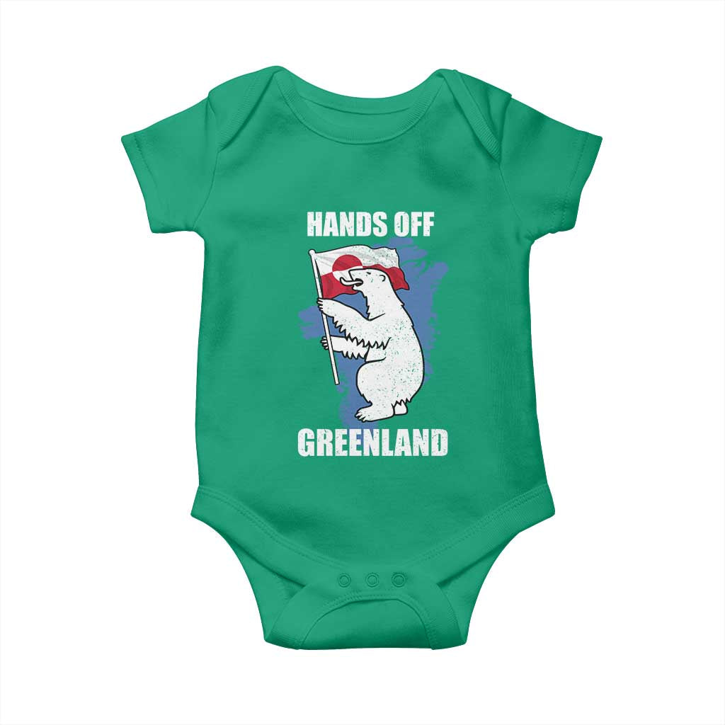 Hands Off Greenland Protest Baby Onesie Support Greenland Bear Holding Flag
