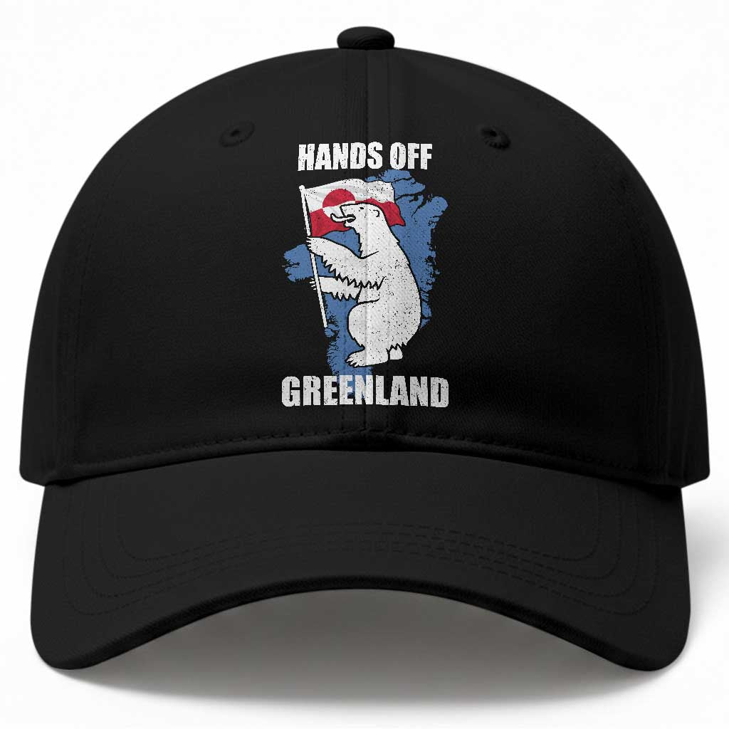 Hands Off Greenland Protest Baseball Cap Support Greenland Bear Holding Flag