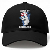 Hands Off Greenland Protest Baseball Cap Support Greenland Bear Holding Flag