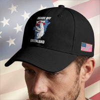 Hands Off Greenland Protest Baseball Cap Support Greenland Bear Holding Flag