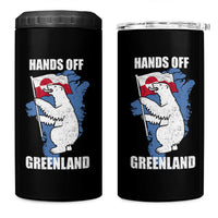 Hands Off Greenland Protest 4 in 1 Can Cooler Tumbler Support Greenland Bear Holding Flag