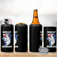 Hands Off Greenland Protest 4 in 1 Can Cooler Tumbler Support Greenland Bear Holding Flag