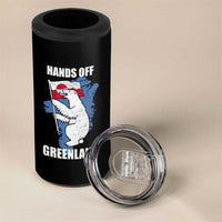 Hands Off Greenland Protest 4 in 1 Can Cooler Tumbler Support Greenland Bear Holding Flag