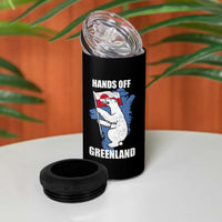 Hands Off Greenland Protest 4 in 1 Can Cooler Tumbler Support Greenland Bear Holding Flag