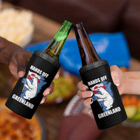 Hands Off Greenland Protest 4 in 1 Can Cooler Tumbler Support Greenland Bear Holding Flag