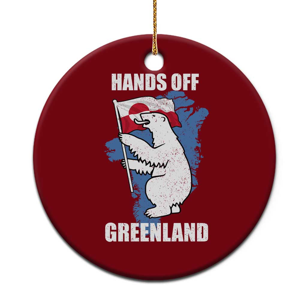 Hands Off Greenland Protest Ceramic Ornament Support Greenland Bear Holding Flag
