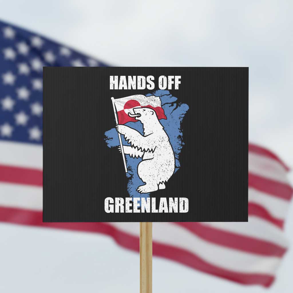 Hands Off Greenland Protest Protest Sign Support Greenland Bear Holding Flag