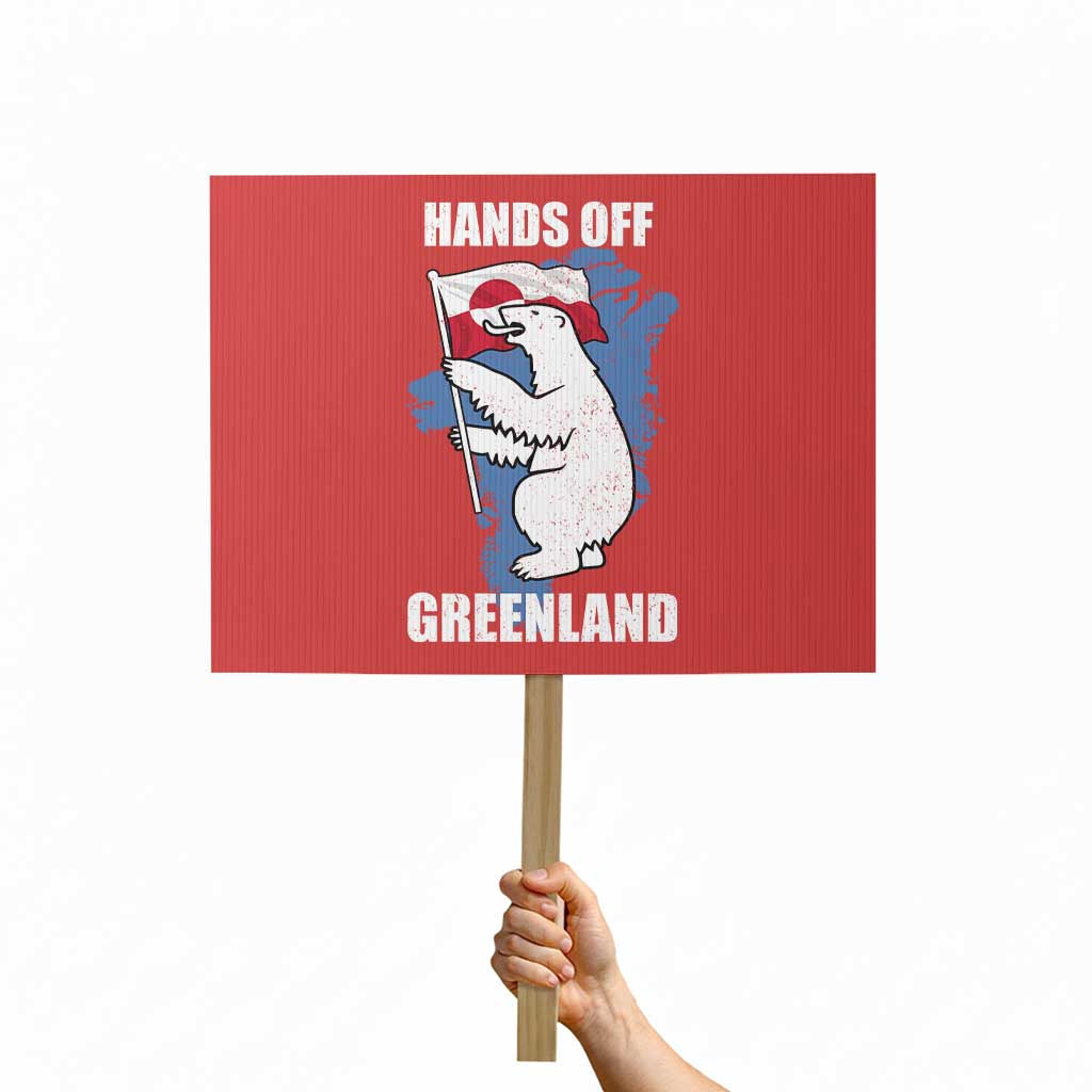 Hands Off Greenland Protest Protest Sign Support Greenland Bear Holding Flag