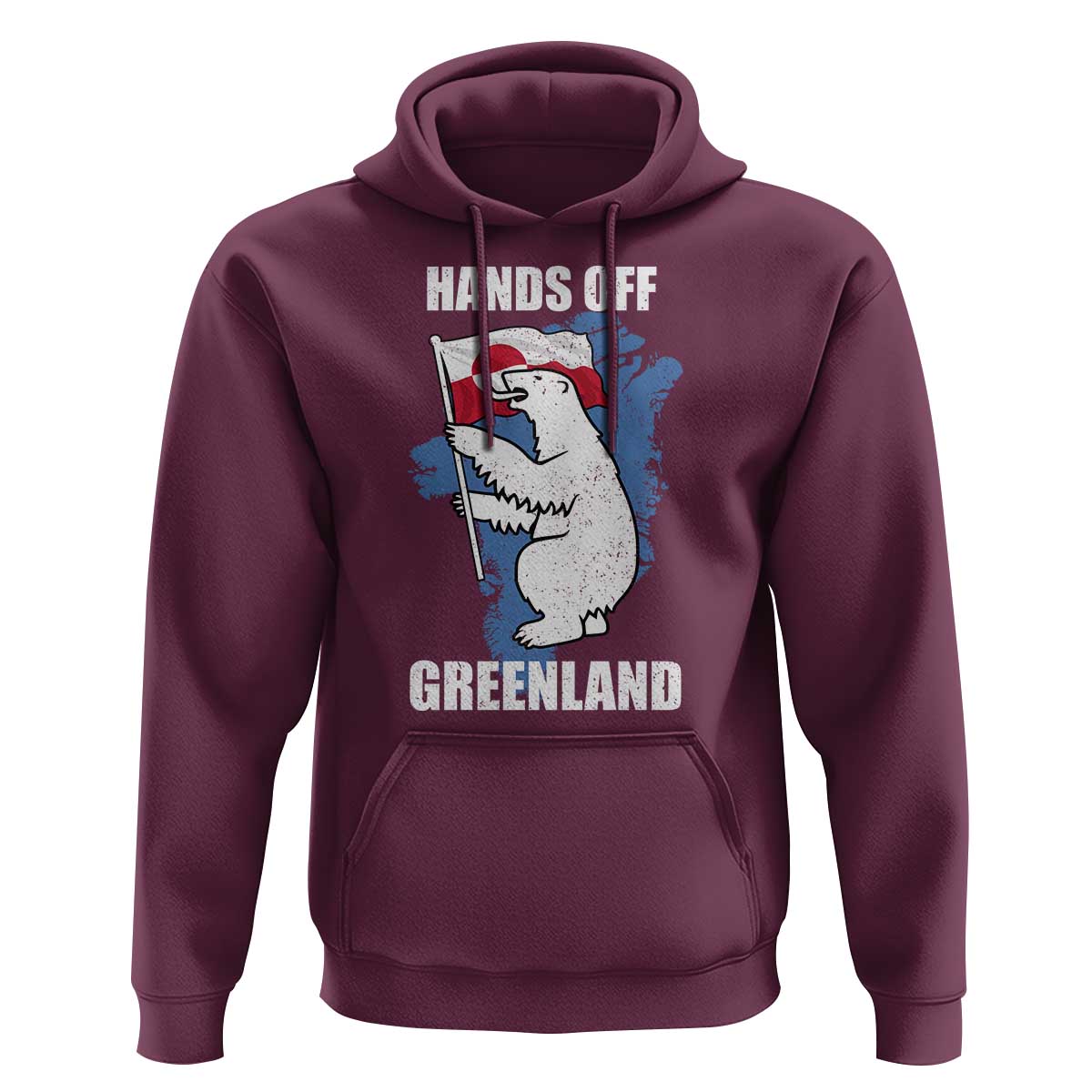 Hands Off Greenland Protest Hoodie Support Greenland Bear Holding Flag