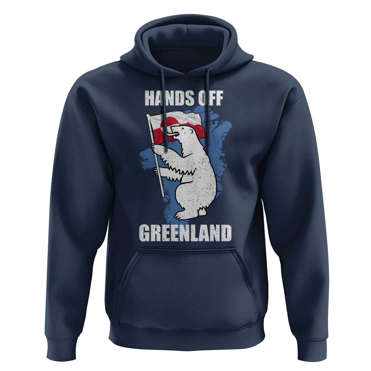 Hands Off Greenland Protest Hoodie Support Greenland Bear Holding Flag