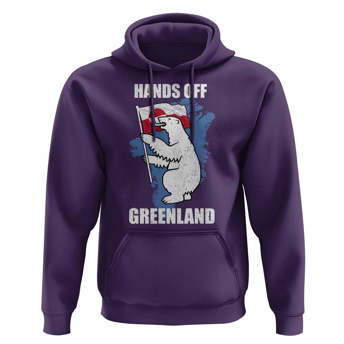 Hands Off Greenland Protest Hoodie Support Greenland Bear Holding Flag