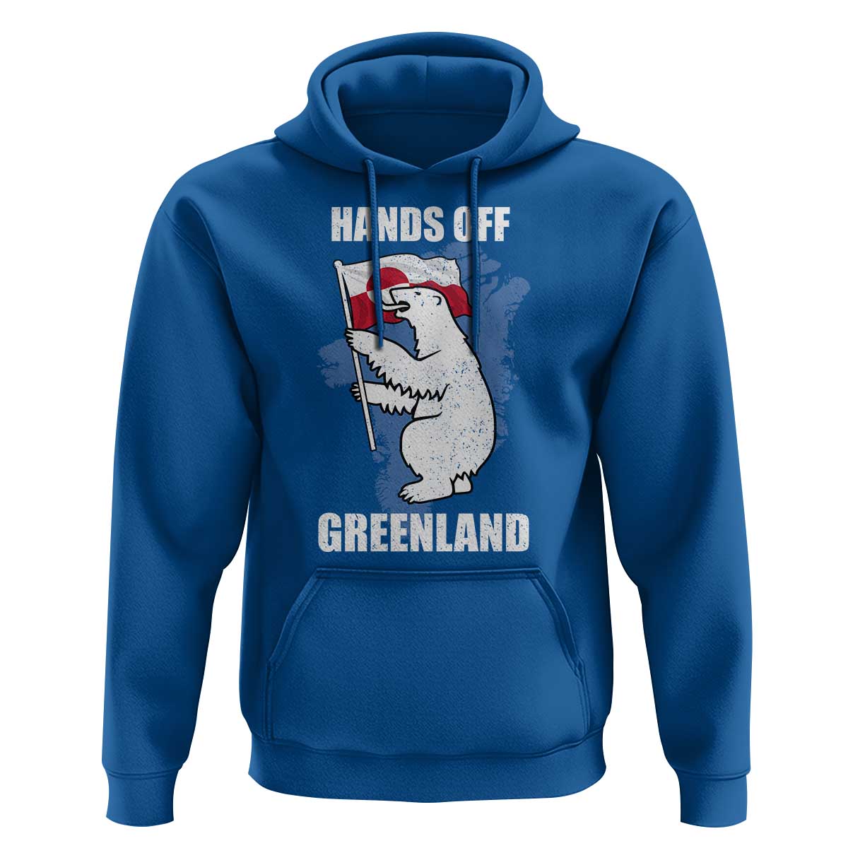 Hands Off Greenland Protest Hoodie Support Greenland Bear Holding Flag