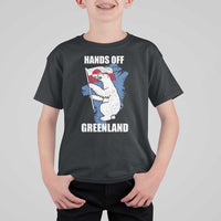Hands Off Greenland Protest T Shirt For Kid Support Greenland Bear Holding Flag