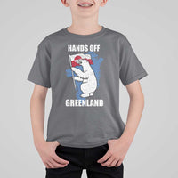 Hands Off Greenland Protest T Shirt For Kid Support Greenland Bear Holding Flag